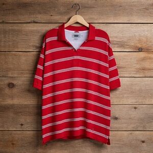 Wrangler 2x Red Black & White Cotton Stripe Polo Shirt